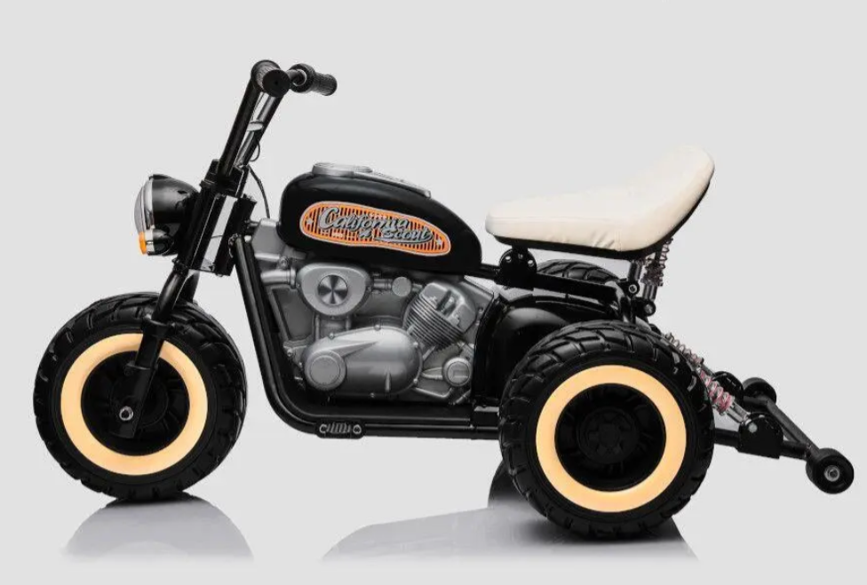 24V Kinder Elektro-Motorrad Trike – 2x800W Brushless Power | MP3 & LED | Ledersitz - schwarz