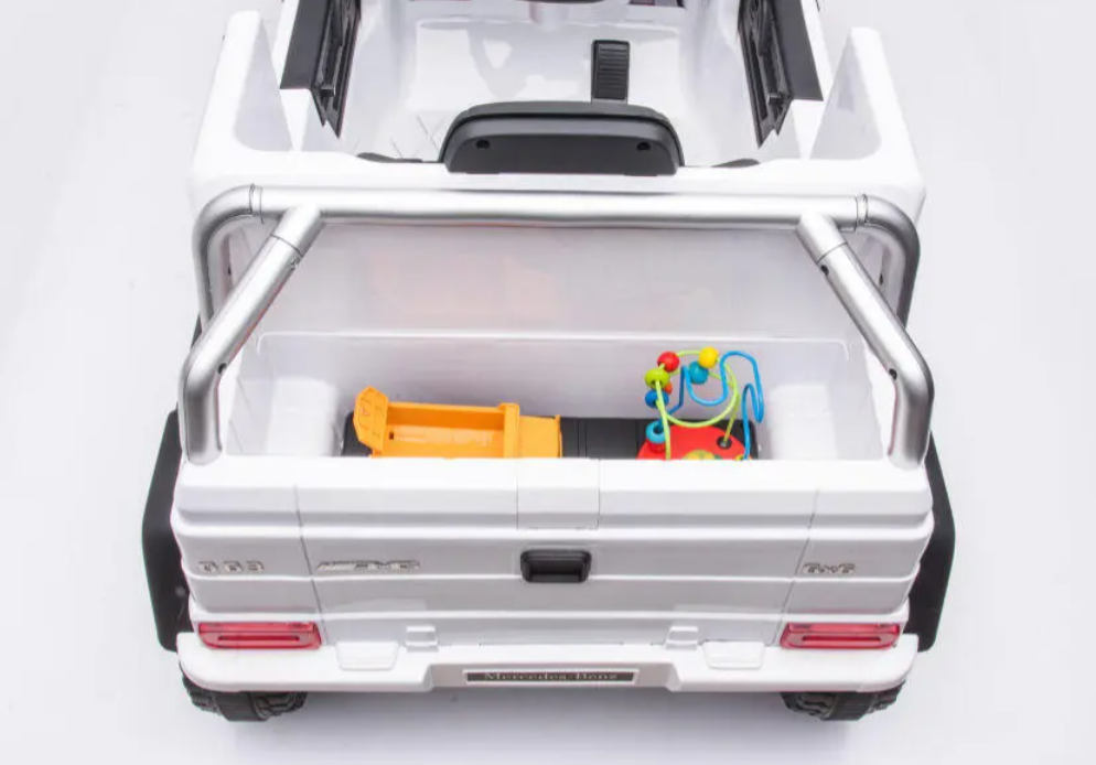 Kinder Elektroauto Mercedes G63 AMG 6x6 lizenziert - EVA+Leder+LED, 4 Motoren
