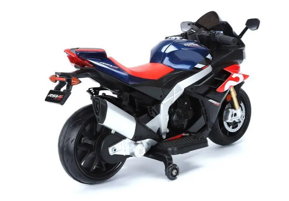 Aprilia Kindermotorrad 24V – Brushless Motor (20 km/h) – Elektro-Motorrad mit Ledersitz & EVA-Reifen