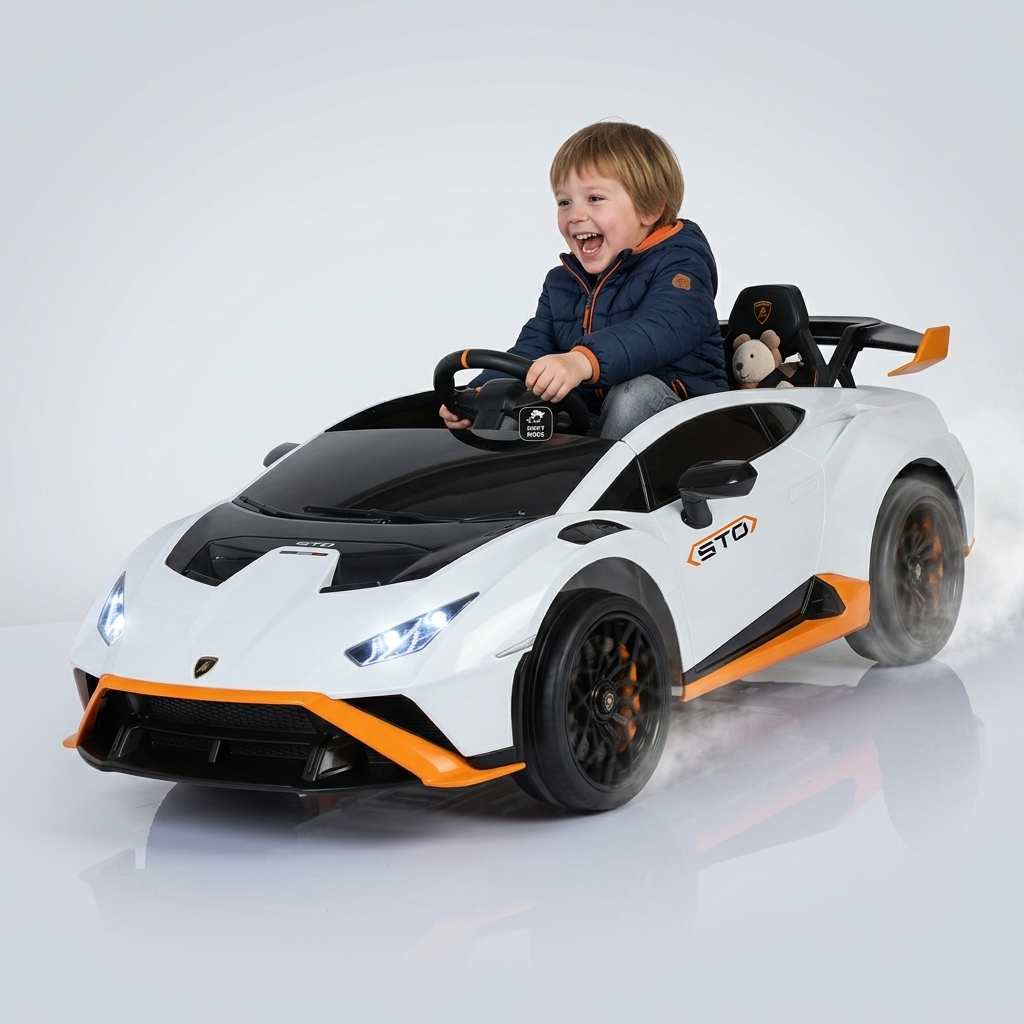 Drift-Action: Lamborghini Huracan STO Kinderauto 24V | Lizenz, Leder