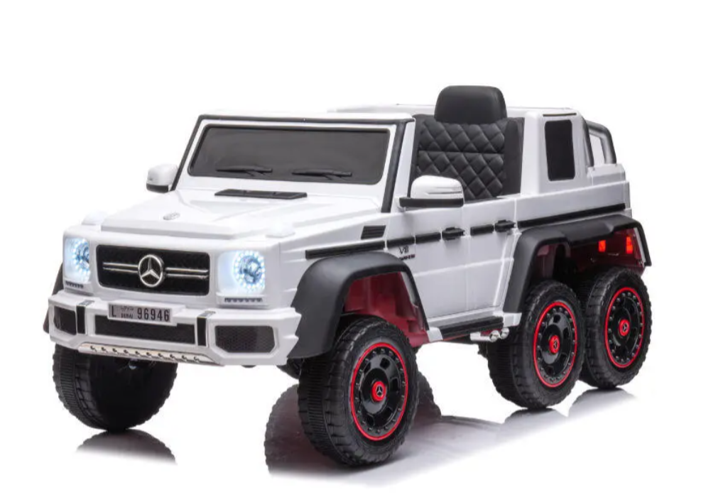 Kinder Elektroauto Mercedes G63 AMG 6x6 lizenziert - EVA+Leder+LED, 4 Motoren