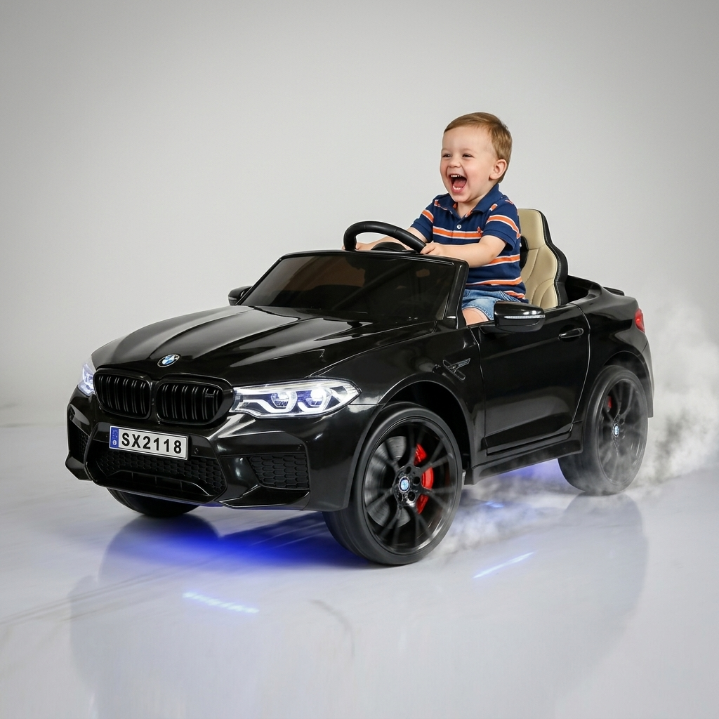 Drift-Edition: BMW M5 Kinderauto 24V – Elektrisches Drift-Car mit Fernbedienung, Ledersitz - schwarz