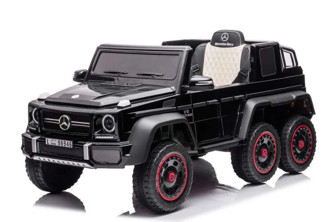 Kinder Elektroauto Mercedes G63 AMG 6x6 lizenziert - EVA+Leder+LED, 4 Motoren