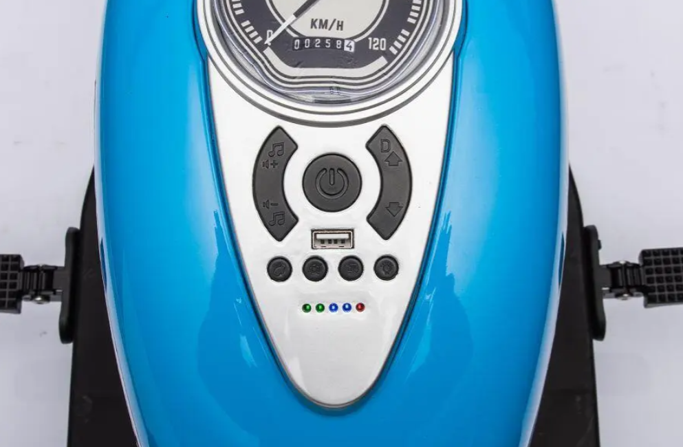 24V Kinder Elektro-Motorrad Trike – 2x800W Brushless Power | MP3 & LED | Ledersitz - schwarz