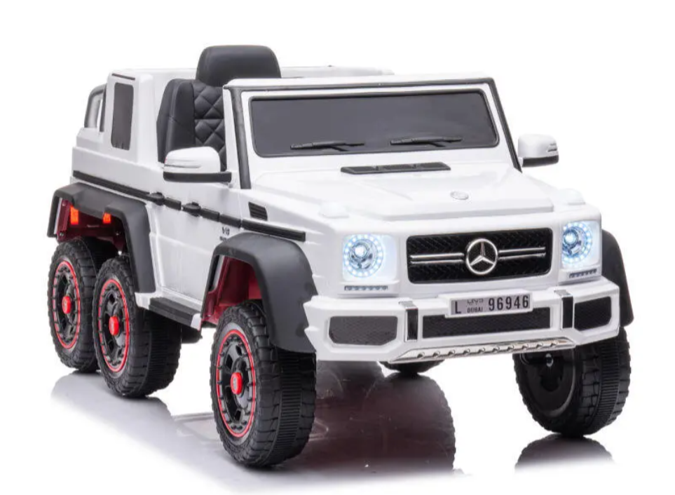 Kinder Elektroauto Mercedes G63 AMG 6x6 lizenziert - EVA+Leder+LED, 4 Motoren