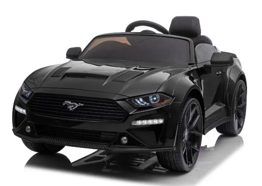 Drift-Edition: Elektro Kinderauto Ford Mustang lizenziert - 24V, Leder, 2.4Ghz Fernsteuerung - Schwarz