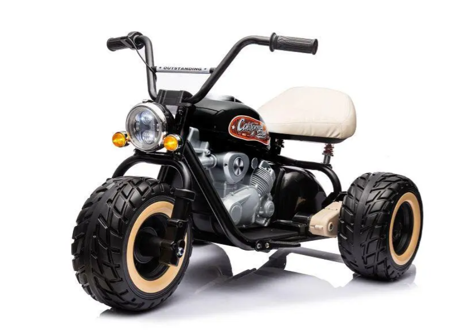24V Kinder Elektro-Motorrad Trike – 2x800W Brushless Power | MP3 & LED | Ledersitz - schwarz