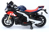 Aprilia Kindermotorrad 24V – Brushless Motor (20 km/h) – Elektro-Motorrad mit Ledersitz & EVA-Reifen