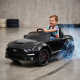 Drift-Edition: Elektro Kinderauto Ford Mustang lizenziert - 24V, Leder, 2.4Ghz Fernsteuerung - Schwarz